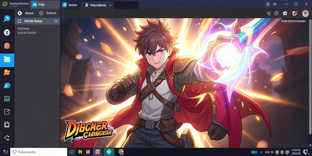 Screenshot menunjukkan karakter utama dalam petualangan.